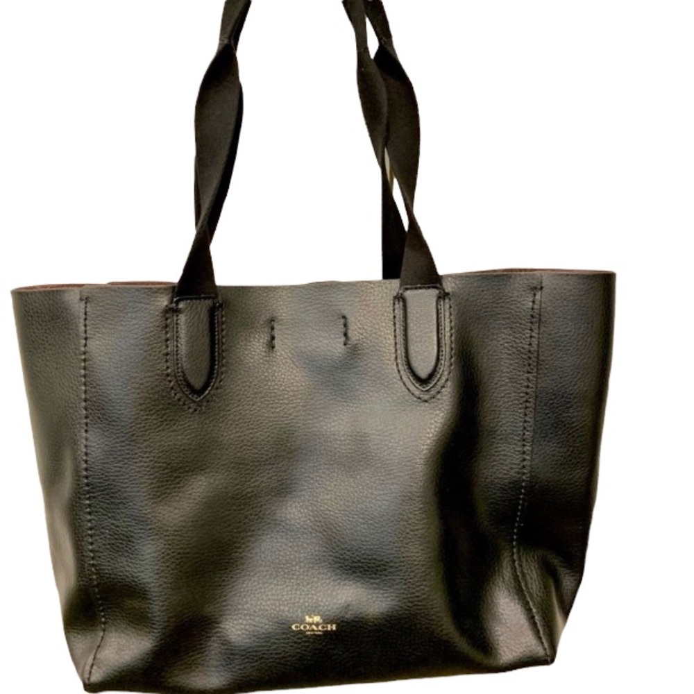 Coach Black Leather Tote Bag
